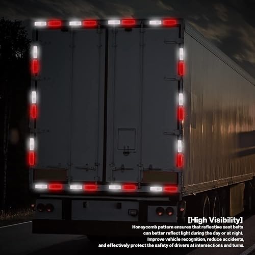 Miniatura 2 de Reswish 16 calcomanías reflectantes de seguridad, universales de plástico rojoblanco rectangular para pegar y atornillar, reflectores de puerta,