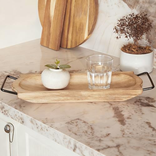 Plateau rectangulaire rustique bois pour table basse et salon - 3