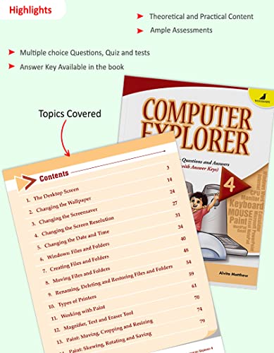 Image of Woodsnipe Beginner Computer Skills Book for Kids Age 7 to 9 | Class 3 & 4 | Learn Computer Basics, Types, Software, Paint, Notepad | Easy Explanation | Quiz & Tests | Answers keys