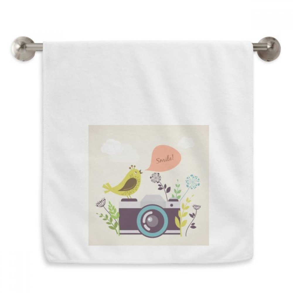 Serviette débarbouillette blanche oiseau diadème 13x29 pouces