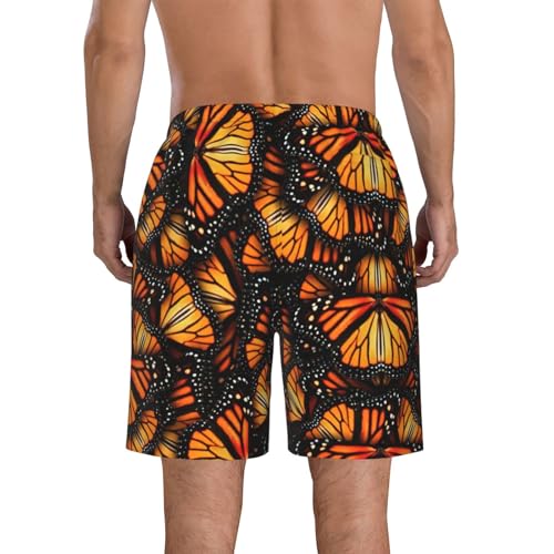 Heaps of Orange Monarch Butterflies Print Men's Swim Trunks | Quick Dry Drawstring Beach Shorts3