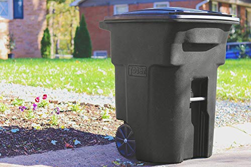 Toter 25596-R1209 96 Gallon Blackstone Trash Can with Wheels and Attached Lid