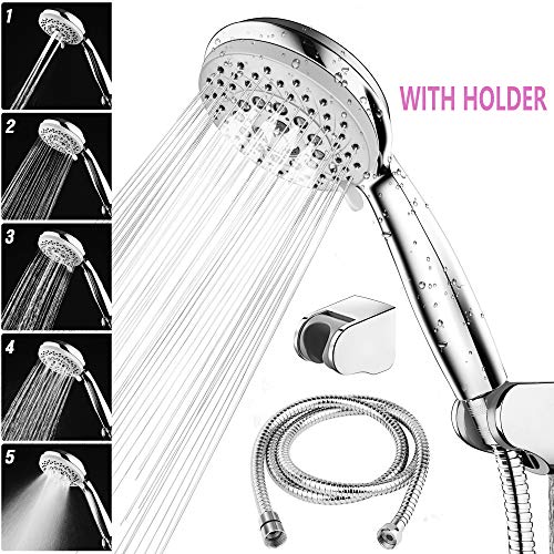 HOKEKI - Alcachofa de ducha universal con soporte para manguera (ajuste cromado)