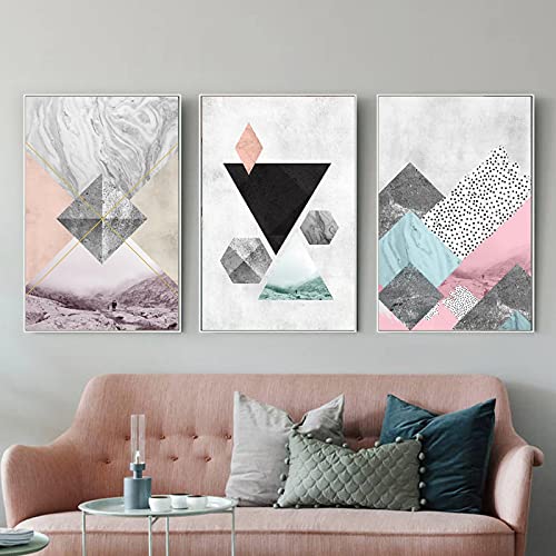 Art mural abstrait solution pour murs blancs lot de 3 toiles modernes 50x70cm