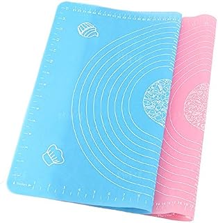 2 Pcs Silicone Pastry Mat Rolling Pin Mat with Measurements Nonstick Kneading Board