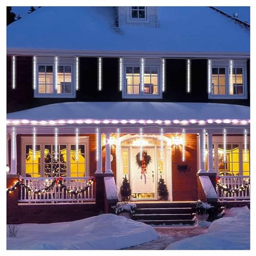 Luces Solares Navideñas para Exteriores, 10 Tubos LED De 360 ​​Grados, 30 Cm, Impermeables, con Enchufe(White,Solar 50cm)
