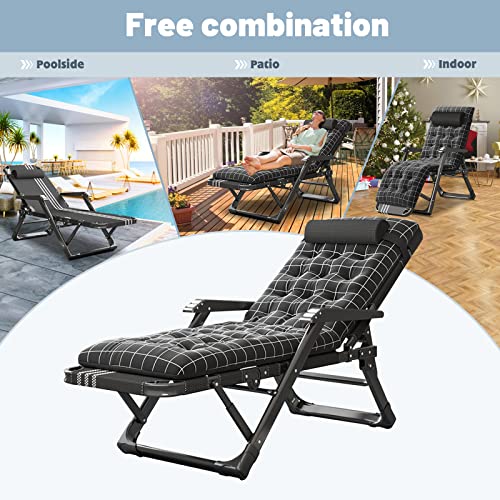 Slsy Lounge Chair, 3 In 1 Full Flat Lounge Chair With Removable Pad For Indoor And Outdoor, Patio Recliner, Folding Reclining Lounge Chair For Adults #TOP1
