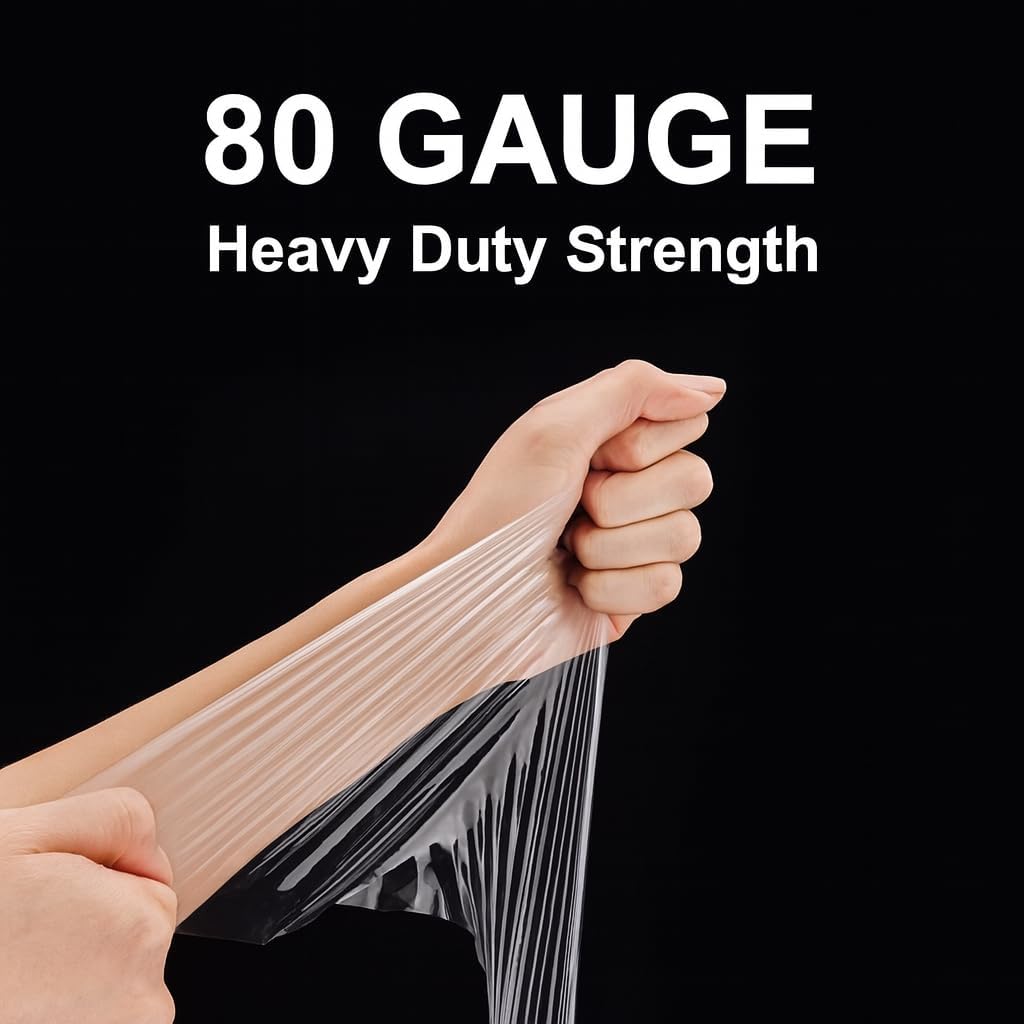 PRESS Hand Stretch Wrap Film 18 Inch x 1200 Feet - 4 Rolls per Case, 80 Gauge Industrial Pallet Wrap, Heavy Duty Clear Plastic Stretch Film