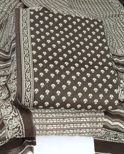 Image of DRAVINAM Trends Women's Premium Cambric Cotton Jaipuri Printed Unstitched Salwar Suit Dress Material with Mulmul Cotton Dupatta