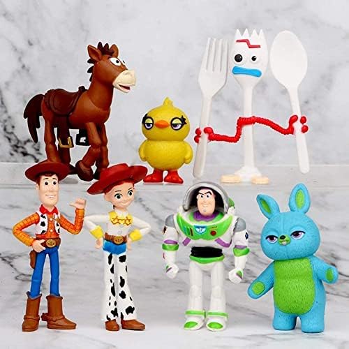 CONVOW Set of 7 Action Figures with Woody, Buzz and Rex – Cute Action Figures Decorations