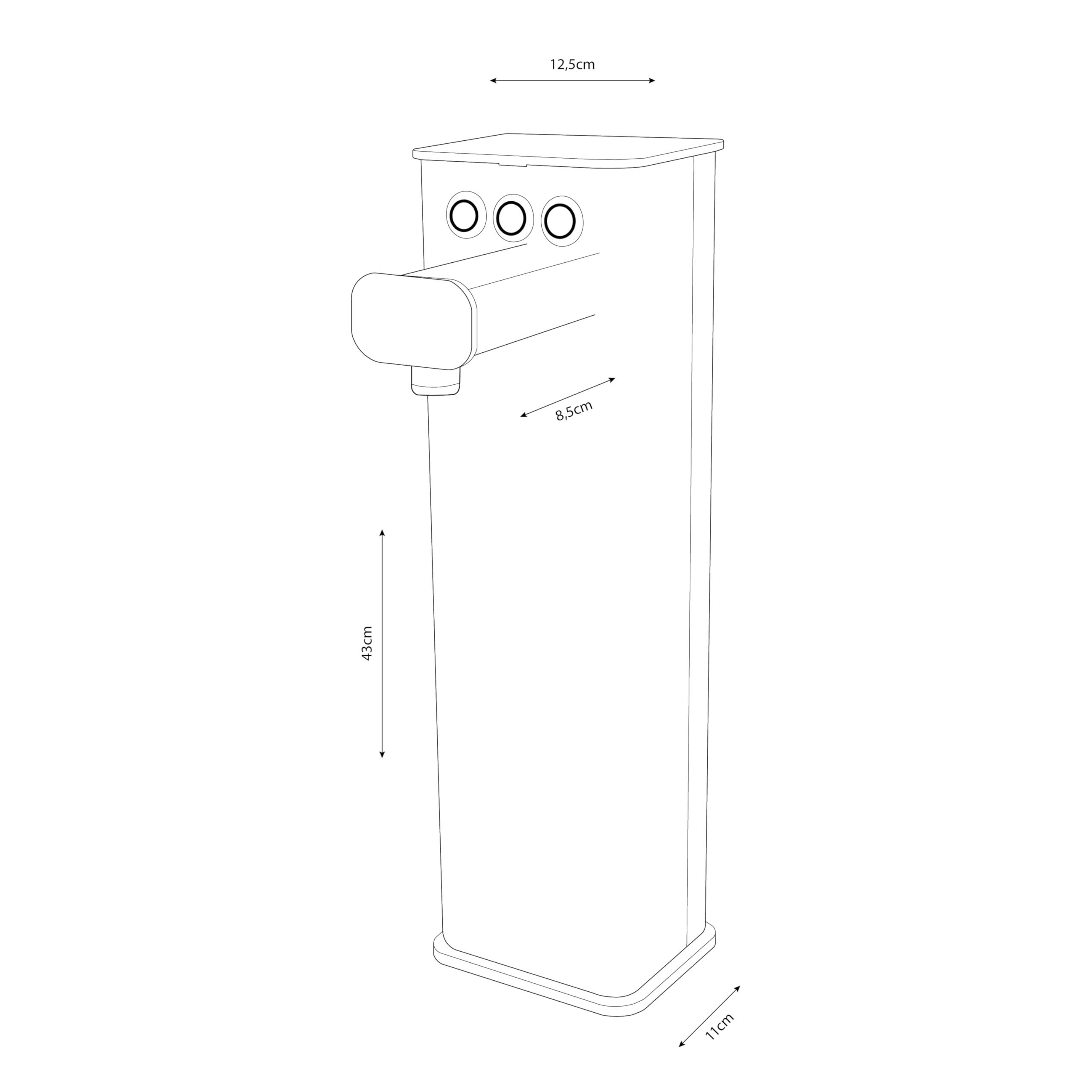 Colonnina meccanica 3 vie con pulsanti Shurity Kora (Inox/Nera)