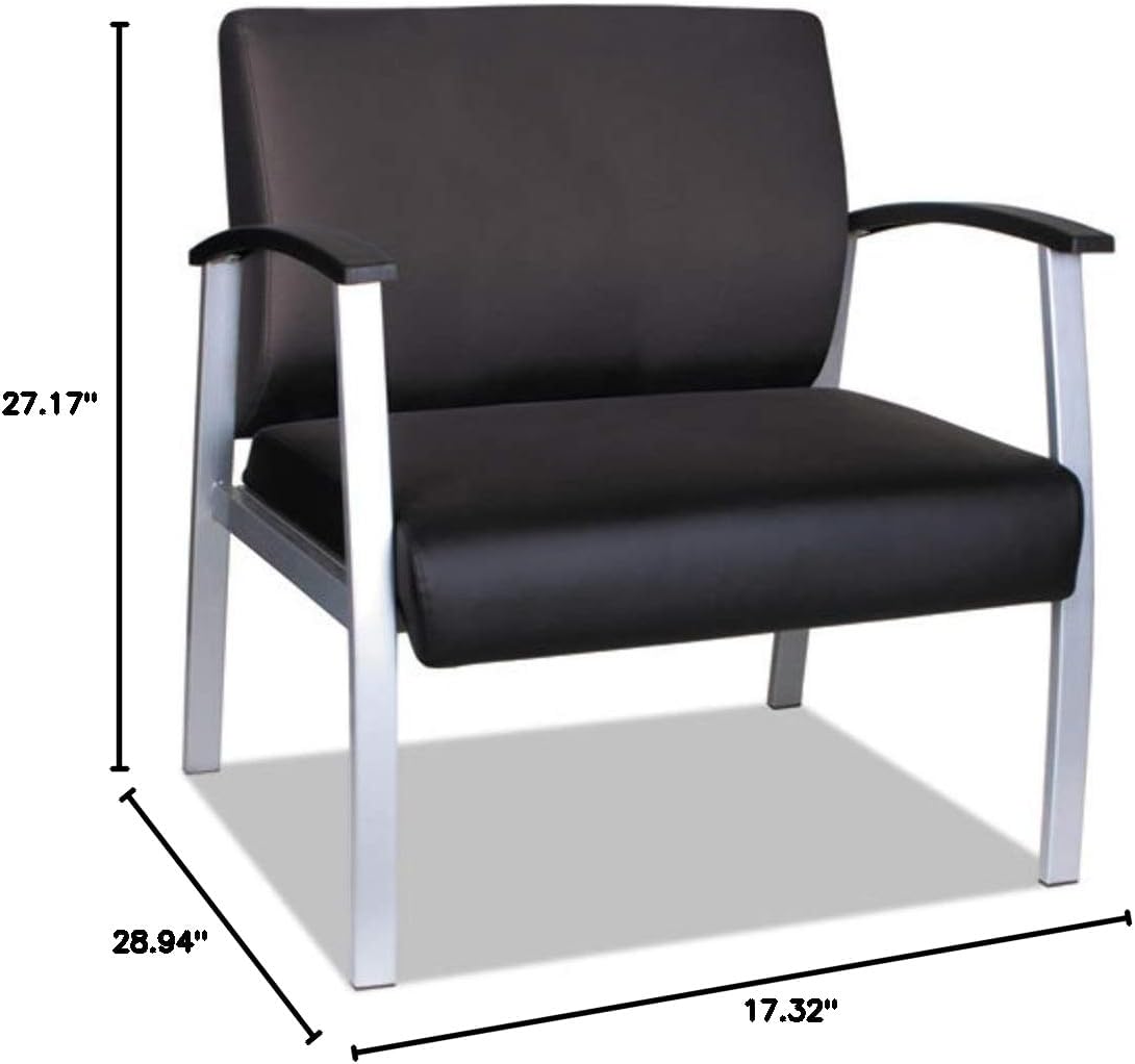 Alera metalounge Series bariatric Guest Chair, 30.51" x 26.96" x 33.46", Black seat, Black Back, Silver Base