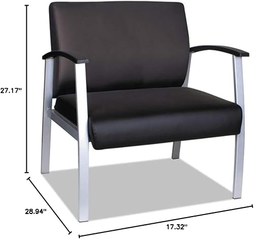 Miniatura 3 de Alera Alera metalounge Series silla bariátrica para invitados, 30.51 x 26.96 x 33.46 pulgadas, asiento negro, respaldo negro, base plateada