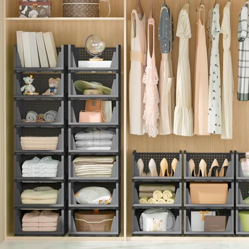Neprock Schrank Organizer Kleiderschrank Organizer, 4 Pack Stapelbar Ordnungssystem Kleiderschrank Schubladenbox Closet Organizer… – Ansicht 3