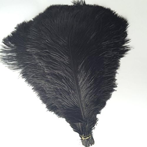 Shekyeon 12-14inch(30-35cm) Ostrich Feathers Plumes for Wedding Centerpieces Pack of 10 (Black)