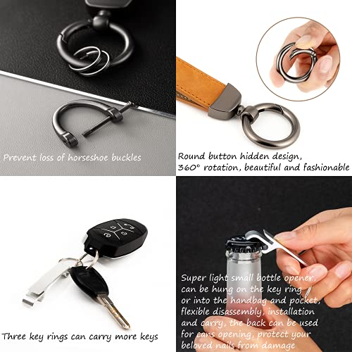 Mouyishi Car Keychain Bottle Opener Genuine Leather Home Metal Keyring Multifunctional Keychains Anti-Lost For Men Women #TOP2