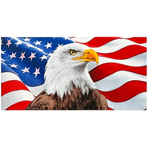 Beachland Eagle American Flag Beach Towel 30 x 60 inch Soft Cotton (Eagle American Flag, One Towel) Cover
