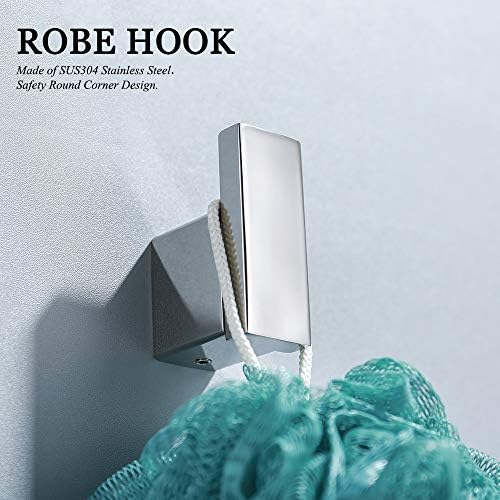 TURS 2 Pack Towel/Robe Hook Clothes Hook for Bathroom Kitchen Garage Heavy Duty Stylish Hotel SUS 304 Stainless Steel Wall Mount, Polished Finish, (Hook)