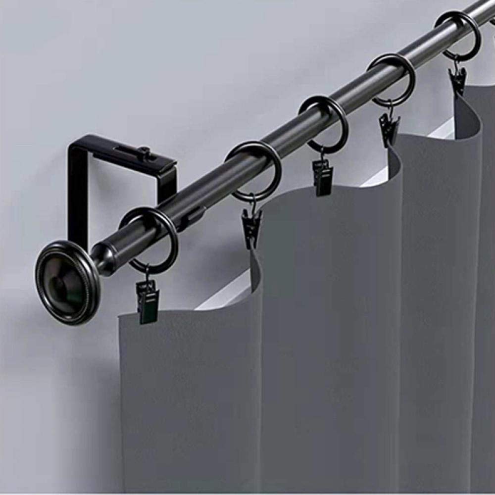 Lot de 100 pinces à rideaux avec anneaux, anneaux de rideaux de 25 mm avec clips de diamètre interne, pour fenêtres, salle de bain, cuisine à domicile -Fog silver_3.0*25 diamètre intérieur (noir 3.0