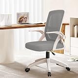 WXJHL Ergonomiczne Krzesło Biurowe do Domu z Oddychającej Siatki - Wysoki Tył z Regulacją Wysokości,Obrotowe z Podnoszonymi Podłokietnikami i Wsparciem Lędźwiowym(Szary)