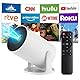 Mini Beamer, Upgrade 4K Smart Heimkino Projektor mit Android 11, 2.4/5G Dual WiFi6, Bluetooth5.4, Auto Trapezkorrektur, 180-Grad-Drehung, 130-Zoll-Display für Phone/PC/Lap (Weiß)