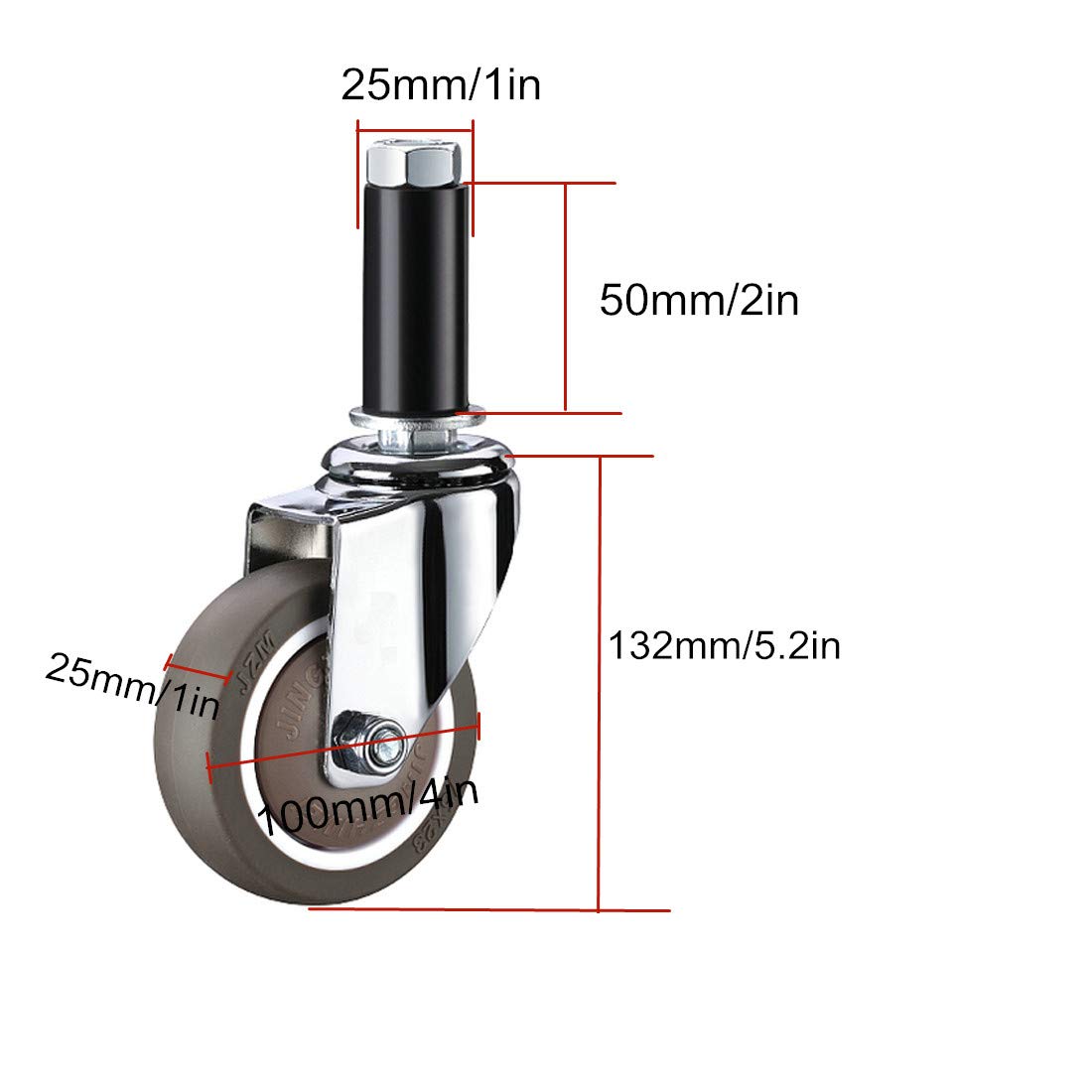 4uds Goma Giratorias Ruedas Industriales para Carrito | Giratorias Ruedas Industriales, Goma Autoadhesivas for Trolley Cart Furniture, Resistentes, con Freno