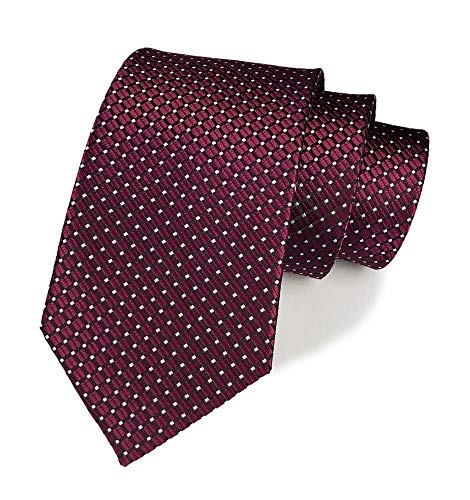 Wine Red Tie For Men Elegant Red Trendy Textured Silk Cravat Tie Formal Wedding Necktie #TOP28