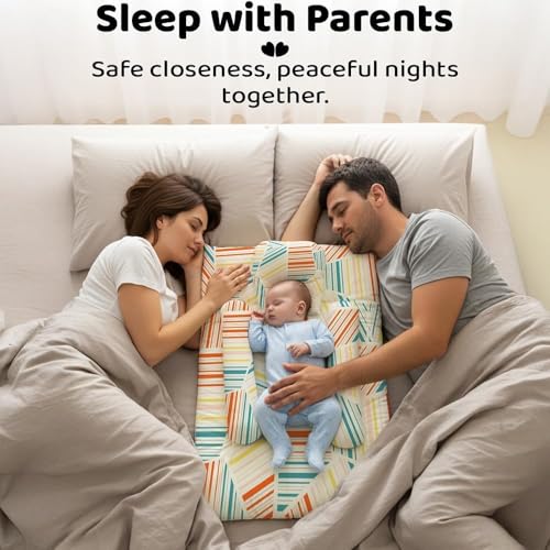 Image of StarAndDaisy Baby Carry Nest Combo Set for 0-12 Months | Baby Lounger, Bedding Nest & Mosquito Net Portable & Foldable Infant Bed Set Soft Mattress with Cushions (Check Print)