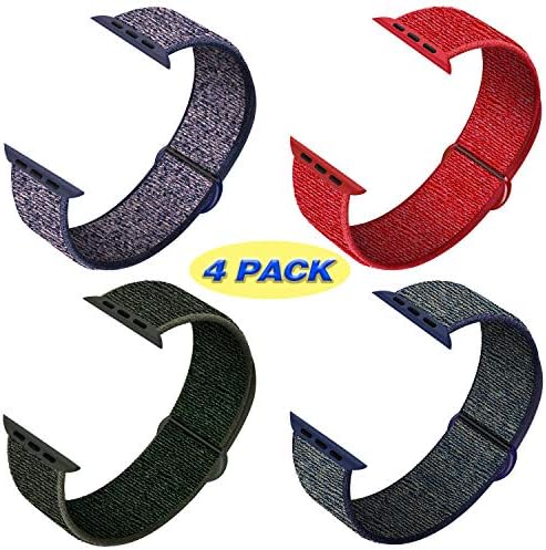 QIENGO 4Pack Compatible for Apple Watch Band 38mm 40mm 42mm 44mm，Adjustable Soft Lightweight Breathable Sports Replacement Band for Series 5 4 3 2 1
