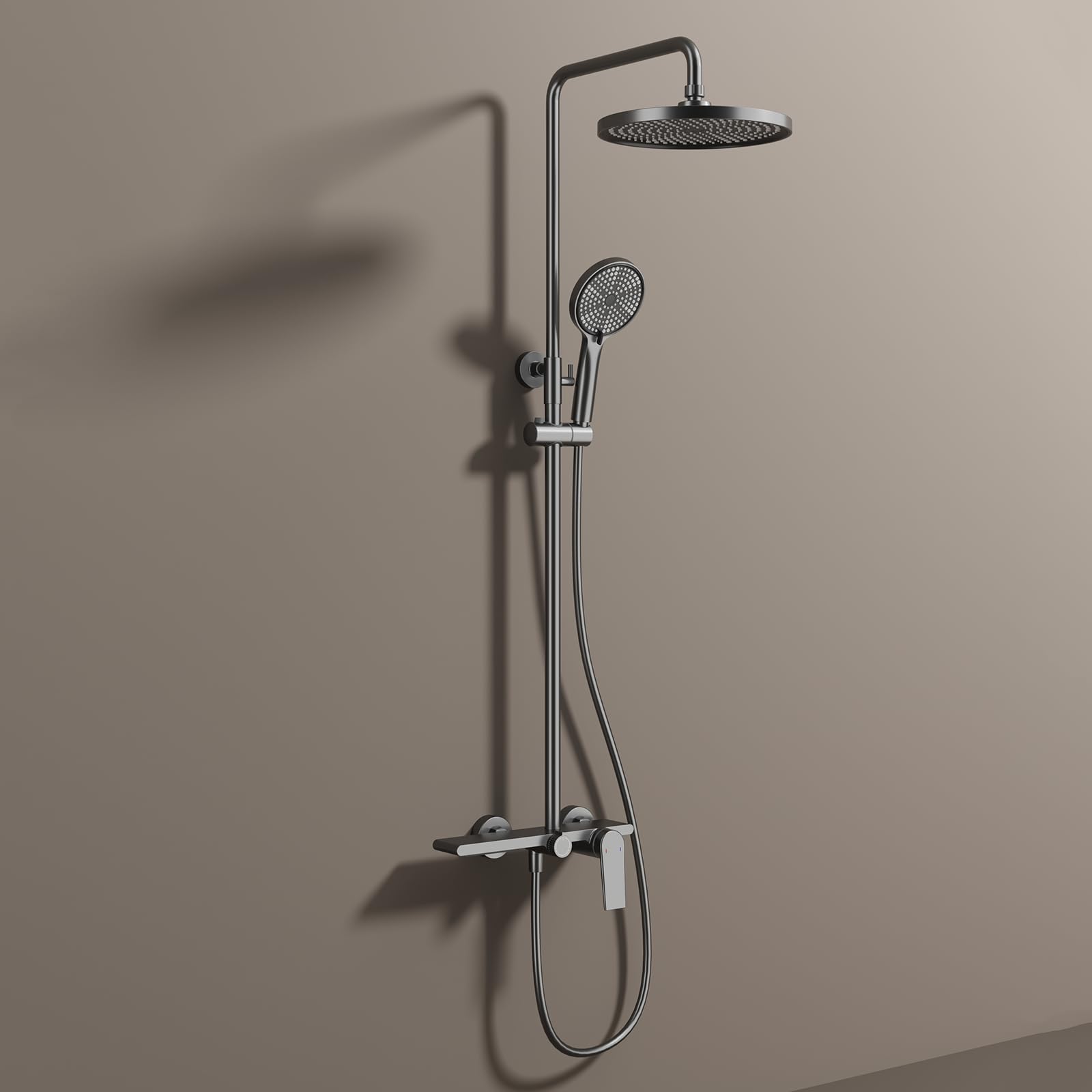 Kit de douche à effet pluie gris pour une salle de bain moderne et relaxante