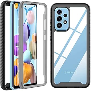 For Samsung A52s/A52 Case, A52s 5G/A52 5G Case, Shockproof Built-in Screen Protector 360° Full-Body Protective Cover Silicone PC Bumper Heavy Duty Phone Case for Samsung Galaxy A52s Black