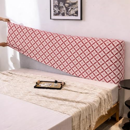Image of HOMETHREADS 200 GSM Stretchable Jacquard Headboard Cover | Soft, Dust-Proof & Wrinkle-Resistant Bed Back Protector | Fits Leather, Wooden & Fabric Bedsides | for 6ft to 6.5ft Beds | (D Pink, 178x65Cm)