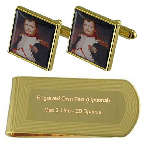 Preisvergleich Produktbild Select Gifts Napoleon Allgemeine Gold-Manschettenknöpfe Geldscheinklammer Gravur Geschenkset