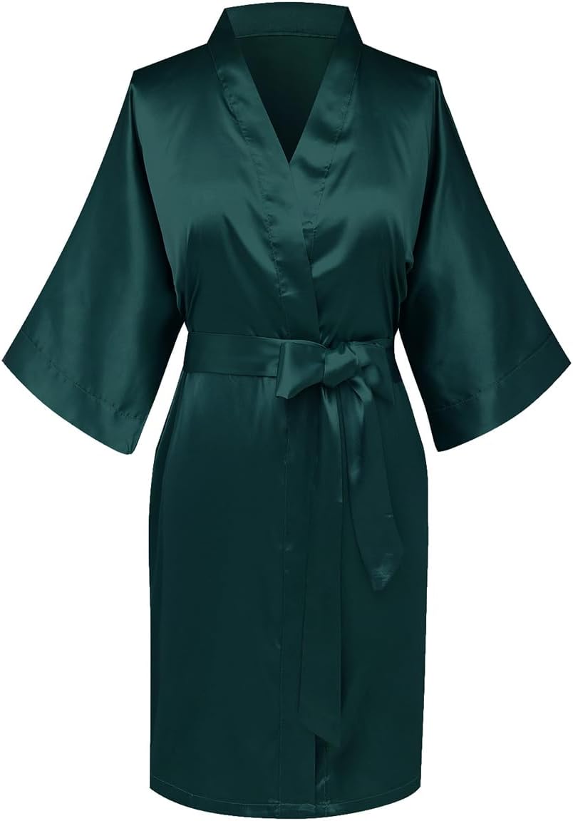 VOGUEMAX Womens Bride Bridesmaid Robes Getting Ready of Wedding Party Sleepwear Satin Kimono Robe with Gold Glitters