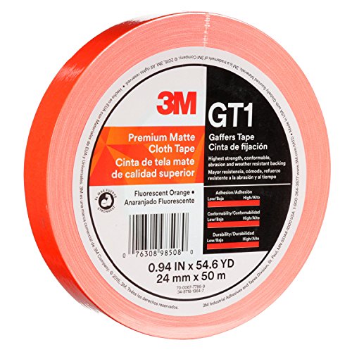 Image of 3M Premium Matte Cloth (Gaffers) Tape GT1, Fluorescent Orange, 24 mm x 50 m, 11 mil