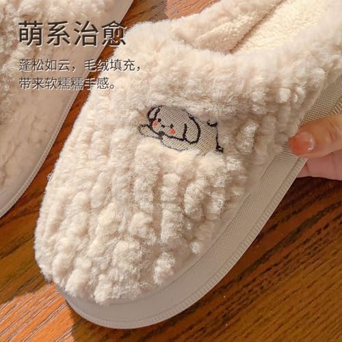 Ladies Fluffy Cotton Indoor Slippers, Warm Velvet Lining, Non-Slip Sole, Taupe3