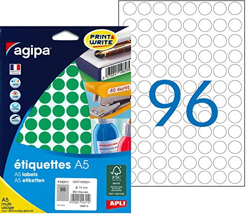 Agipa, produttore: Agipa-Adesivo circolare, diametro 15 MM, colore: verde