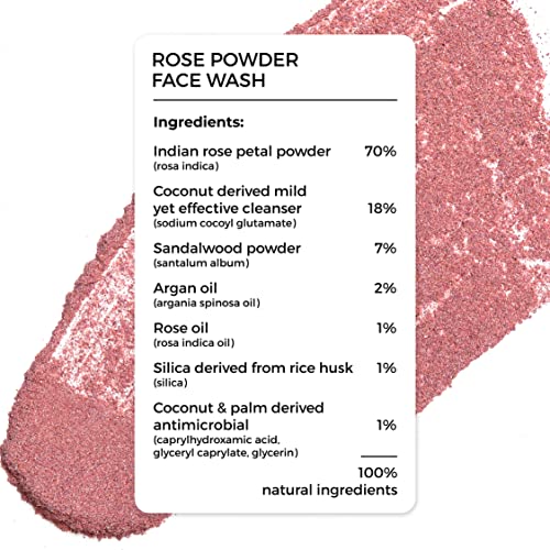 Brillare Real Rose Powder Facial Cleanser, Mild Face Exfoliator With Rose Petal Powder & Sandalwood, Paraben & Sulfate-Free, Complete Natural Skincare, For Men & Women, 15Gm #TOP1