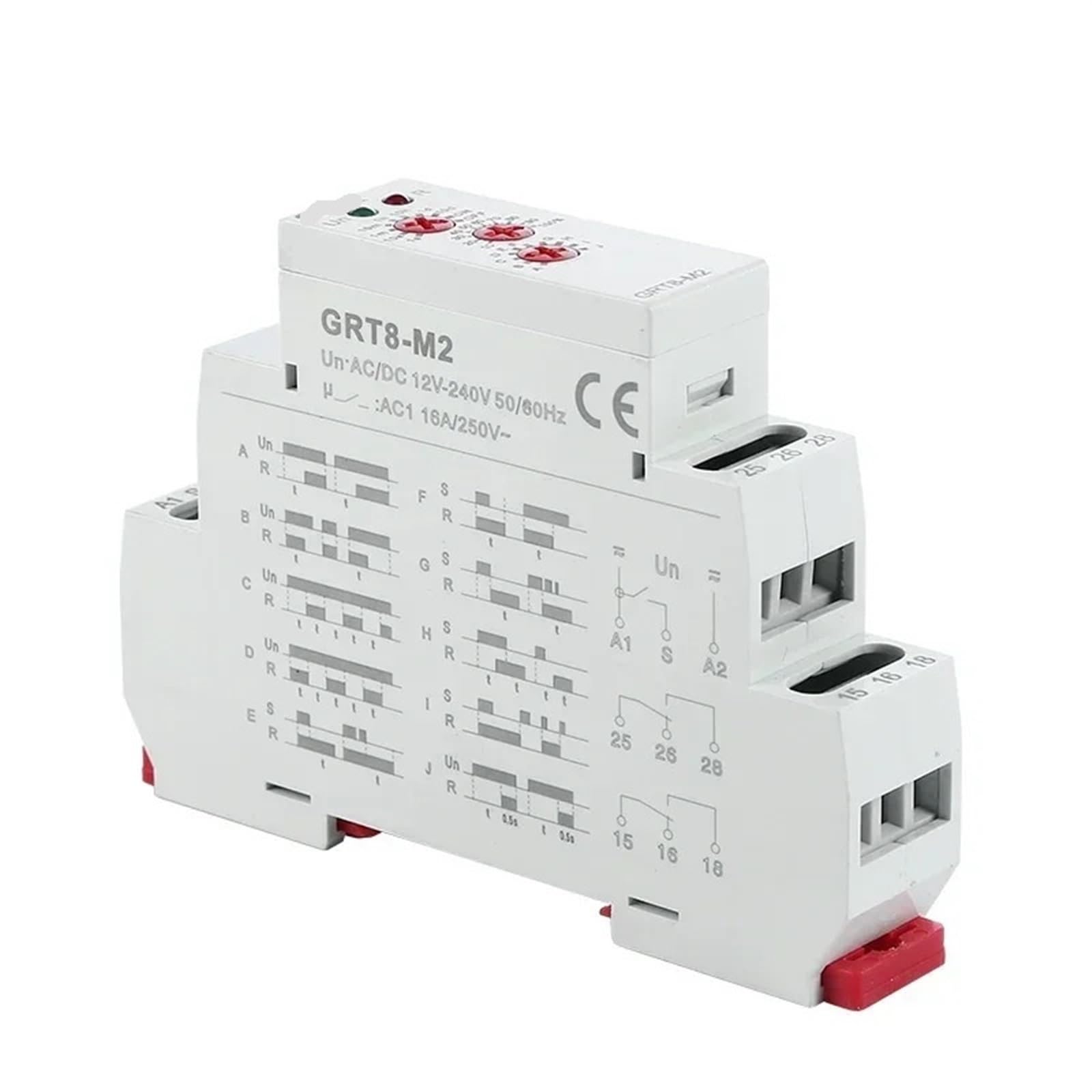 Relè temporizzato multifunzione GRT8-M 16A con 10 funzioni selezionabili, 1 pz.(GRT8-M1 AC230V)