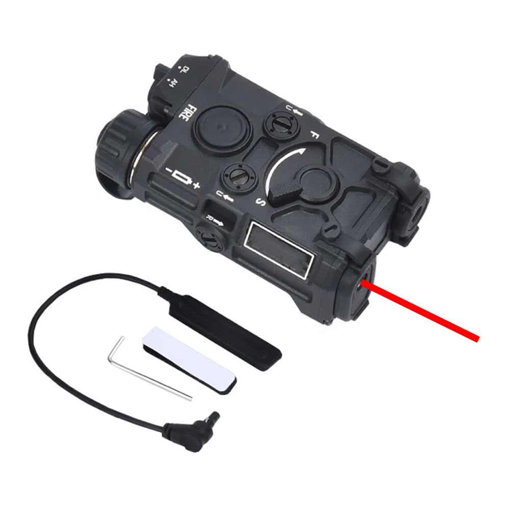 Tactical Nylon OG Box Aiming Laser Sights Indicator, with Red/Green/Blue Laser Sight+IR Laser+Strobe/Momentary/Constant Modes White LED Flashlight,with Pressure Switch,for 20mm Rail,Black