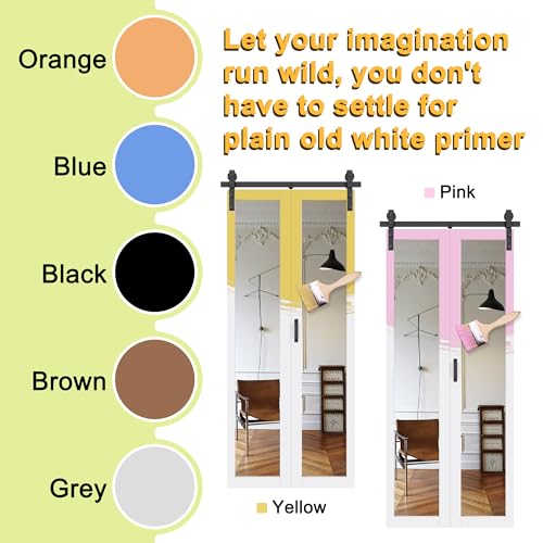 Image of 80 inchx84 inch HD Explosion-Proof Mirror Bi Fold Barn Door and Hardware, Handle