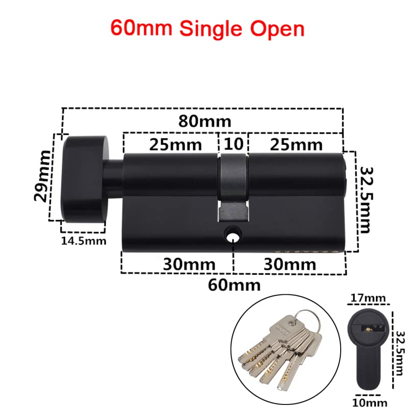 cilindro di chiusura, Parti di riparazione Core Lock Gall + serratura a cilindro a 5 chiavi(60mm)