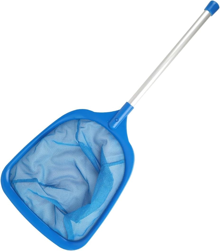 HTS Hand Leaf Skimmer for Spa, Hot Tub & Pool with 12” Aluminum Pole, Fine Mesh Deep Bag Net, Suitable for Above Ground Swimming Pools, Kids Inflatables & Ponds, Remove Leaves & Debris Fast