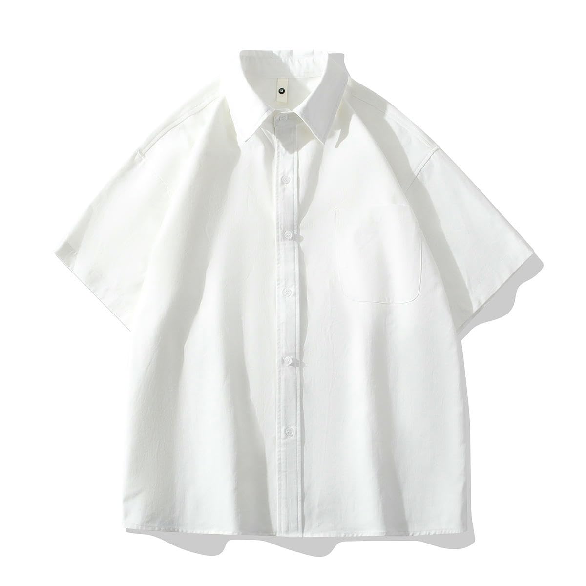 Chemise décontractée à manches courtes en coton de couleur unie pour homme