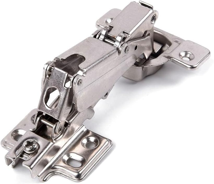 165 Degree Adjustable Spring Cabinet Hinge for Thick Doors (16–40 mm), Nickel-Plated Cold Rolled Steel, Corner & Bathroom Use, 135–170° Opening Angle