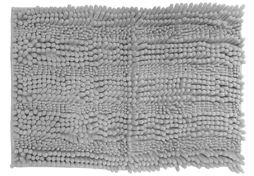 Kimbatex Textil Hogar Tienda Alfombra Baño Gusano 45x65cm 100% Microfibra, Ultra Absorbente y De Secado Rápido. Variedad De Colores. (Milan Gris Claro)