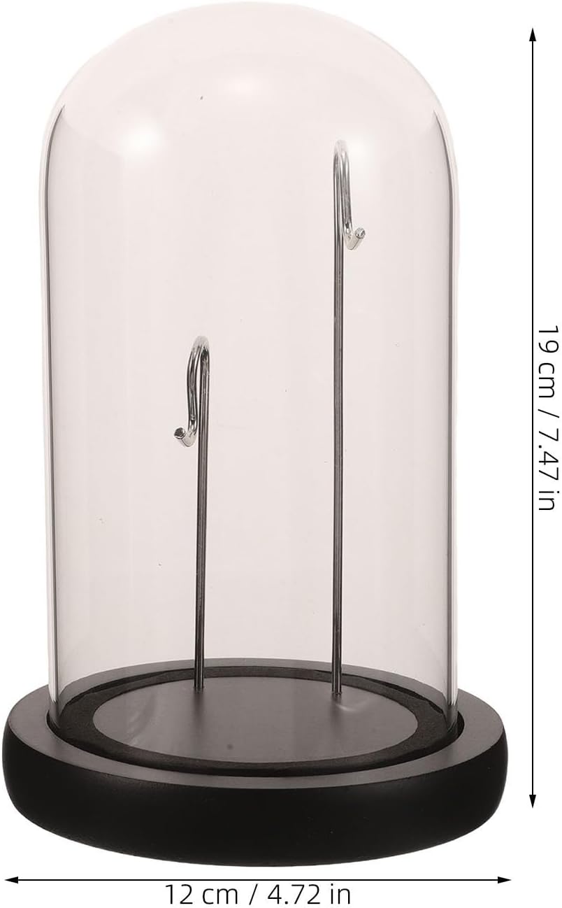 Alipis Pocket Watch Display Case EVA Base Silver Hook, with Glass Dome