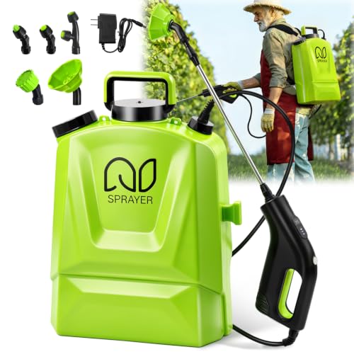 4 Gallon Battery Powered Backpack Sprayer Adjustable Pressure Garden Sprayer with Digital Display & Padded Straps Electric Sprayer in Lawn with 2.2Ah Battery 5 Nozzles Telescopic Wand