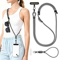 Oaridey 2er Set Handykette Universal, enthält verstellbares Handyband zum Umhängen und Handykette kurz. Mit 2 Handy Lanyard Patches und robustem Haken für Kopfhörer, Brillen, Schlüssel, Schwarz.