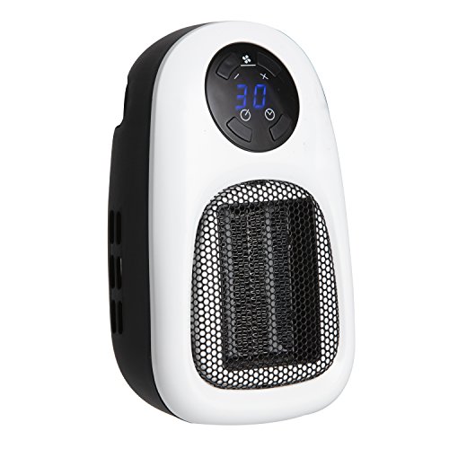 Warmlite WL44014 Portable Personal PTC Heater, Digital Plug in with LED Display, 500 W, White/Black